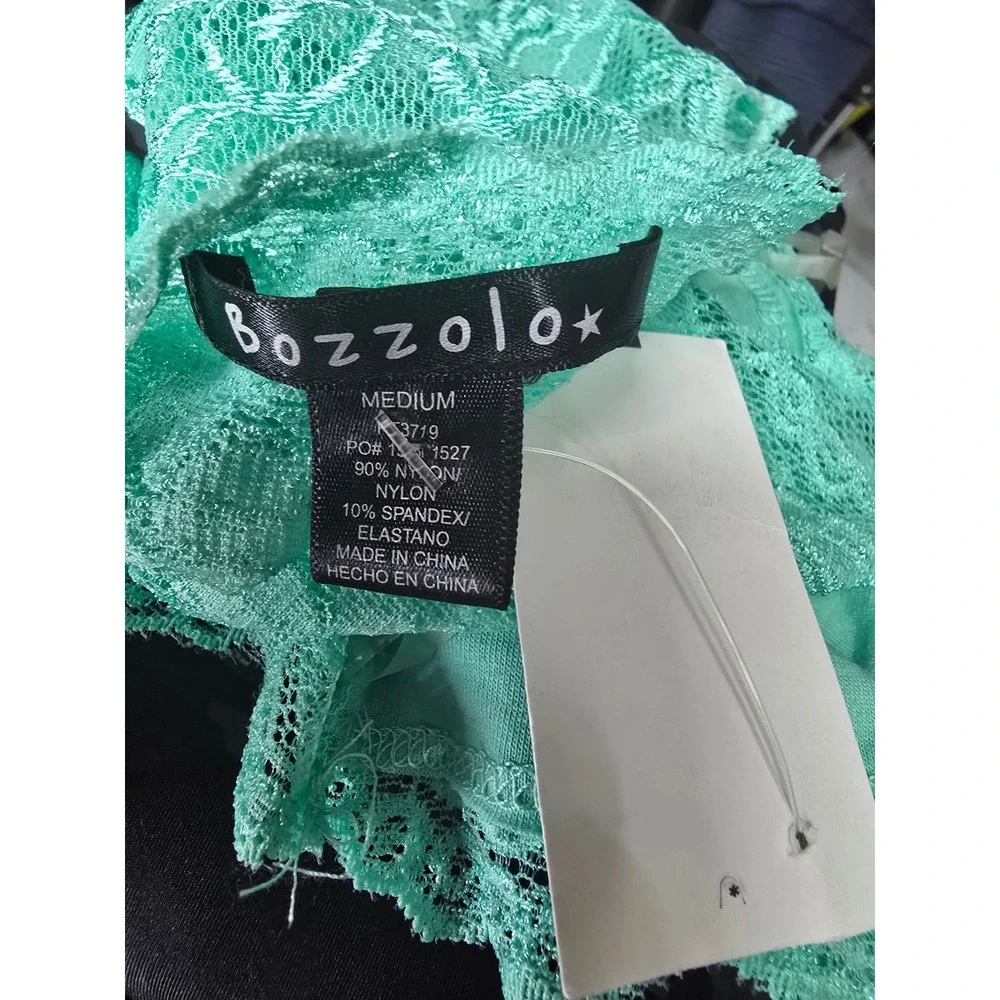 Bozzolo Women Mint Green Floral Lace Bandeau Strapless Tube Top Medium NWT